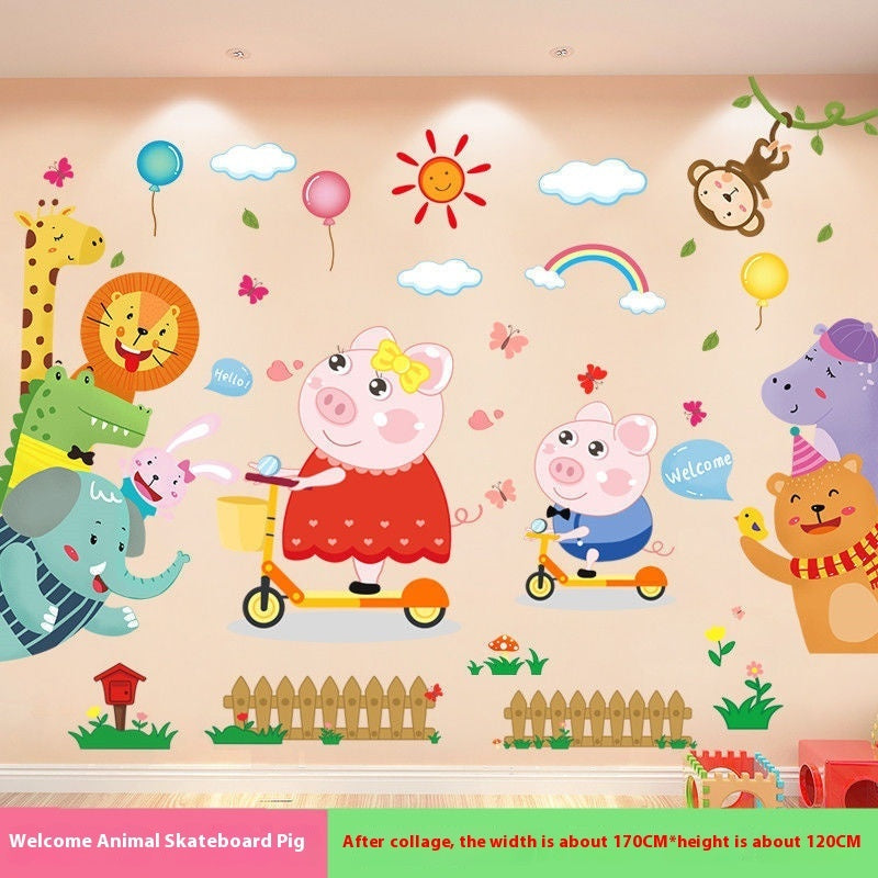 Cartoon Animal Wall Stickers Children's Room Decoration Cute