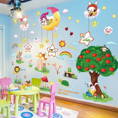 Cartoon Animal Wall Stickers Children's Room Decoration Cute