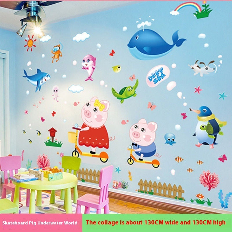 Cartoon Animal Wall Stickers Children's Room Decoration Cute